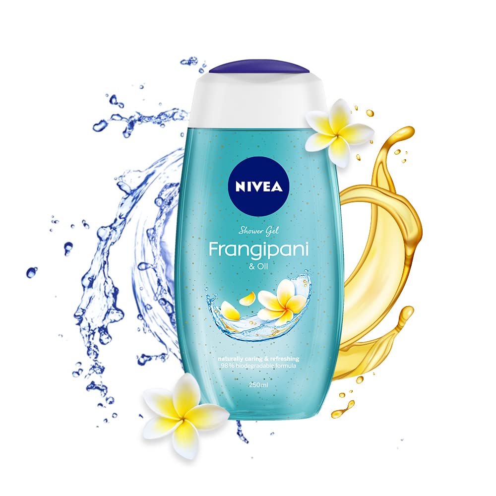 nivea frangipani & oil 250ml body wash| shower gel with care oil pearls| refreshing scent of frangipani flower|clean, healthy & moisturized skin NIVEA Frangipani & Oil