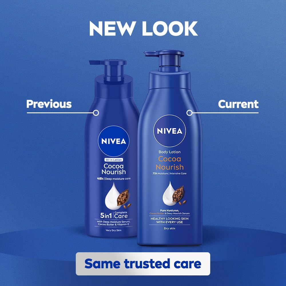 nivea cocoa nourish 200ml , 400ml body lotion with deep moisture serum| 72 h moisturization | with cocoa butter & coconut oil | non greasy & healthy looking skin |for very dry skin NIVEA Cocoa Nourish