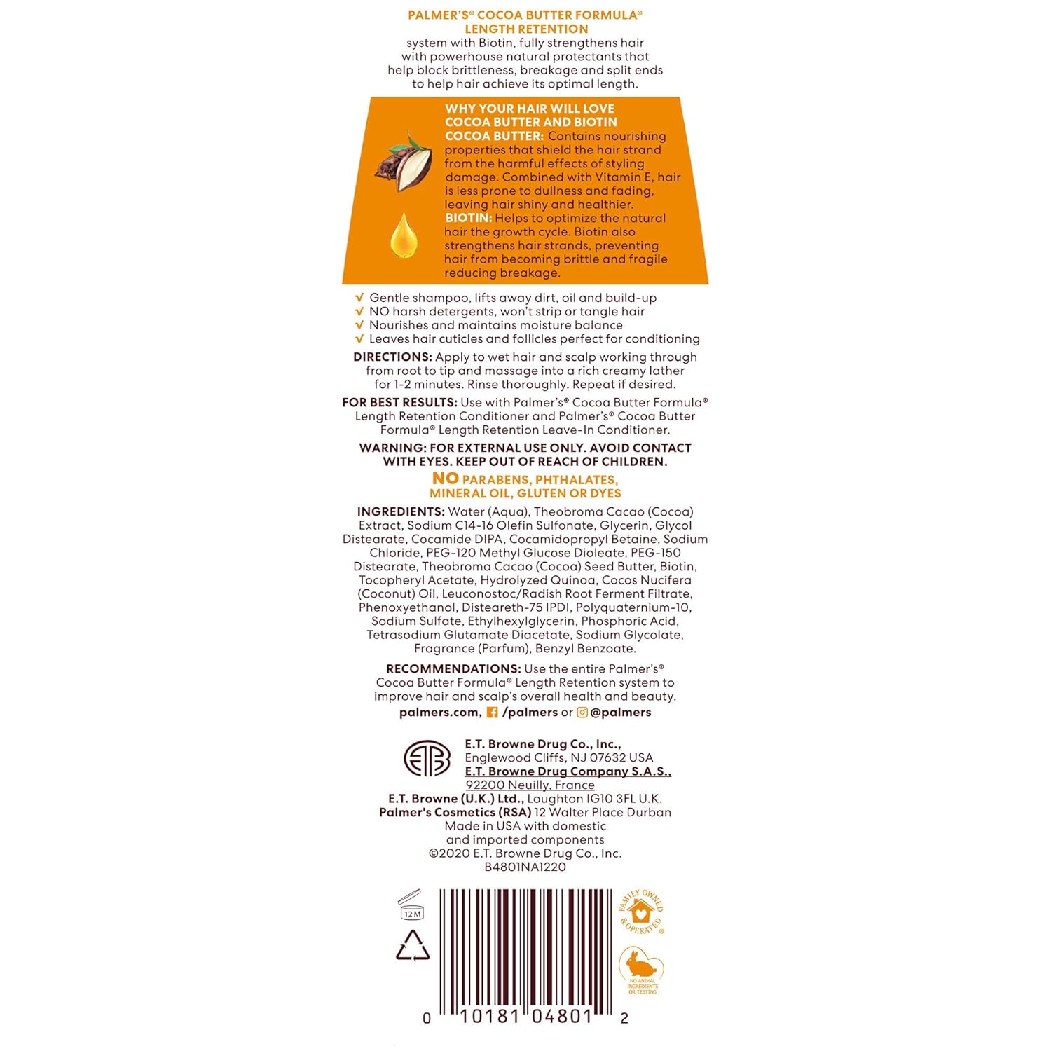 palmer's cocoa butter & biotin shampoo for hair length retention, strengthening & enhanced shine 400ml Palmer's Cocoa Butter