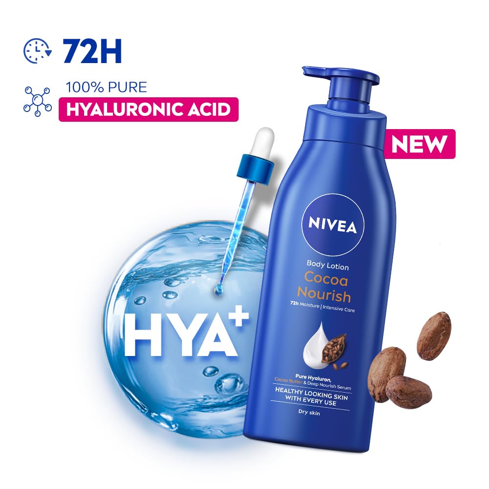 nivea cocoa nourish 200ml , 400ml body lotion with deep moisture serum| 72 h moisturization | with cocoa butter & coconut oil | non greasy & healthy looking skin |for very dry skin NIVEA Cocoa Nourish