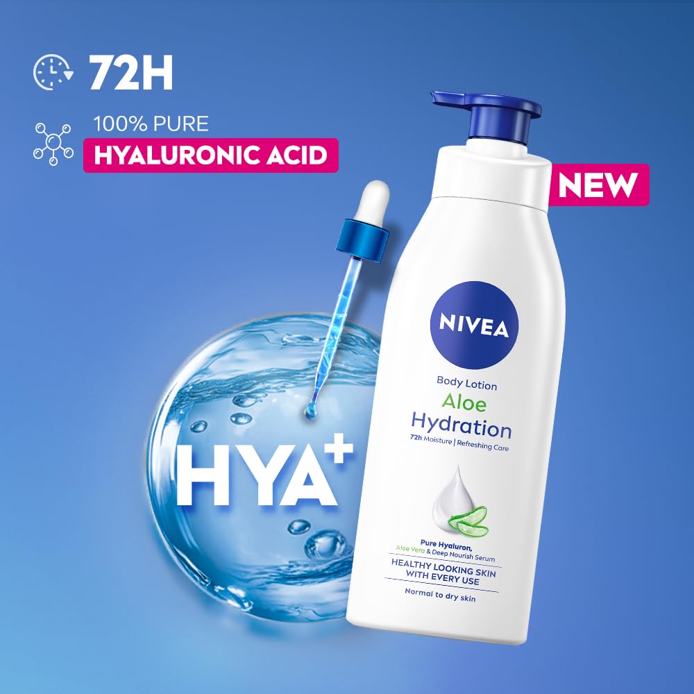 nivea aloe hydration body lotion, 200ml | 400ml 72h moisturization | with deep moisture serum & 100% natural aloe vera extracts | all skin types NIVEA Aloe Hydration Body Lotion