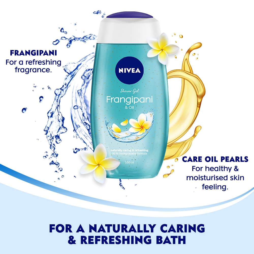nivea frangipani & oil 250ml body wash| shower gel with care oil pearls| refreshing scent of frangipani flower|clean, healthy & moisturized skin NIVEA Frangipani & Oil