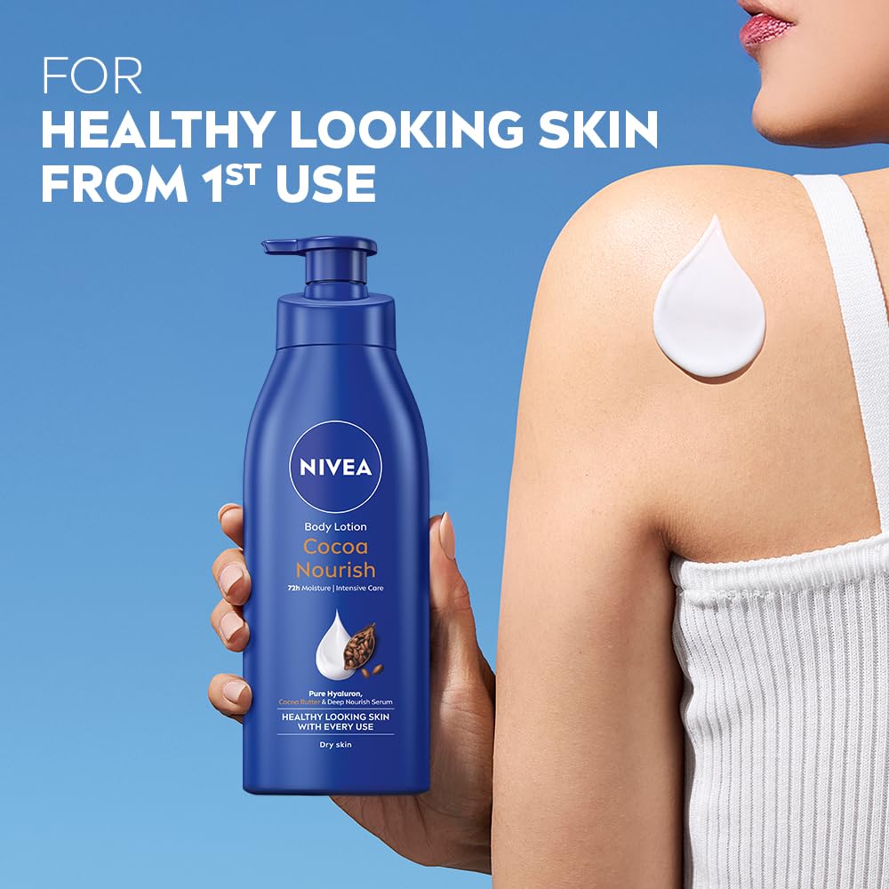 nivea cocoa nourish 200ml , 400ml body lotion with deep moisture serum| 72 h moisturization | with cocoa butter & coconut oil | non greasy & healthy looking skin |for very dry skin NIVEA Cocoa Nourish