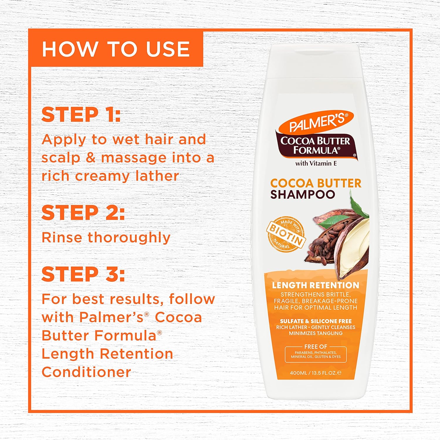 palmer's cocoa butter & biotin shampoo for hair length retention, strengthening & enhanced shine 400ml Palmer's Cocoa Butter