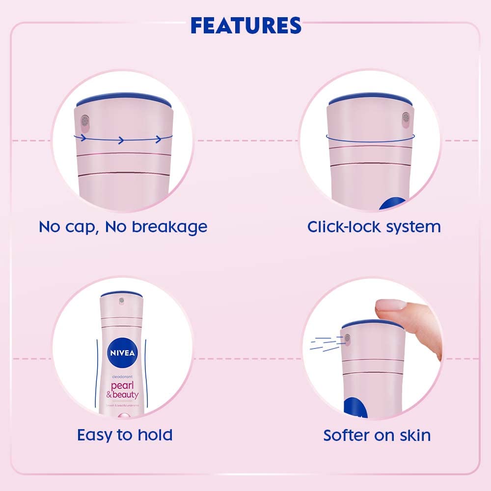 nivea pearl & beauty deodorant for unisex, 150 milliliters Nivea Pearl & Beauty Deodorant