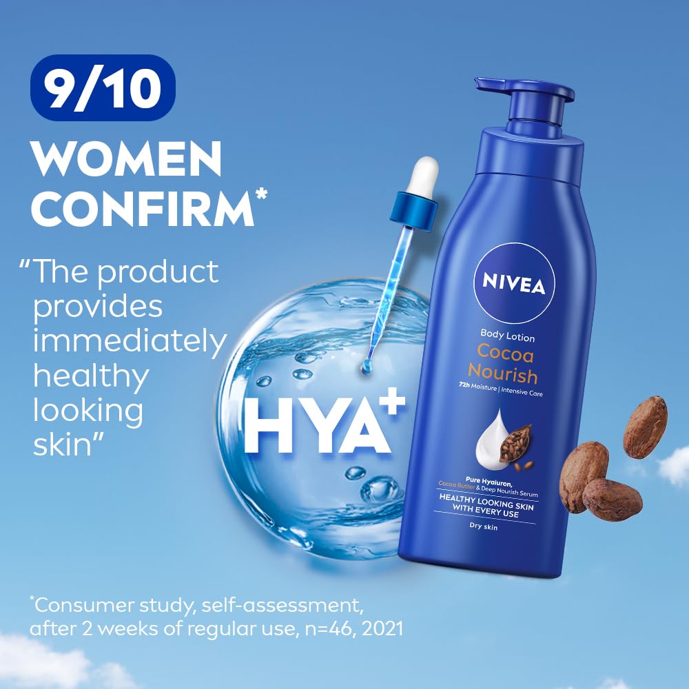 nivea cocoa nourish 200ml , 400ml body lotion with deep moisture serum| 72 h moisturization | with cocoa butter & coconut oil | non greasy & healthy looking skin |for very dry skin NIVEA Cocoa Nourish