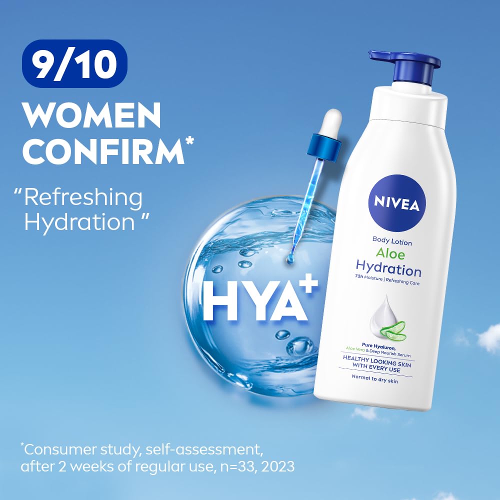 nivea aloe hydration body lotion, 200ml | 400ml 72h moisturization | with deep moisture serum & 100% natural aloe vera extracts | all skin types NIVEA Aloe Hydration Body Lotion