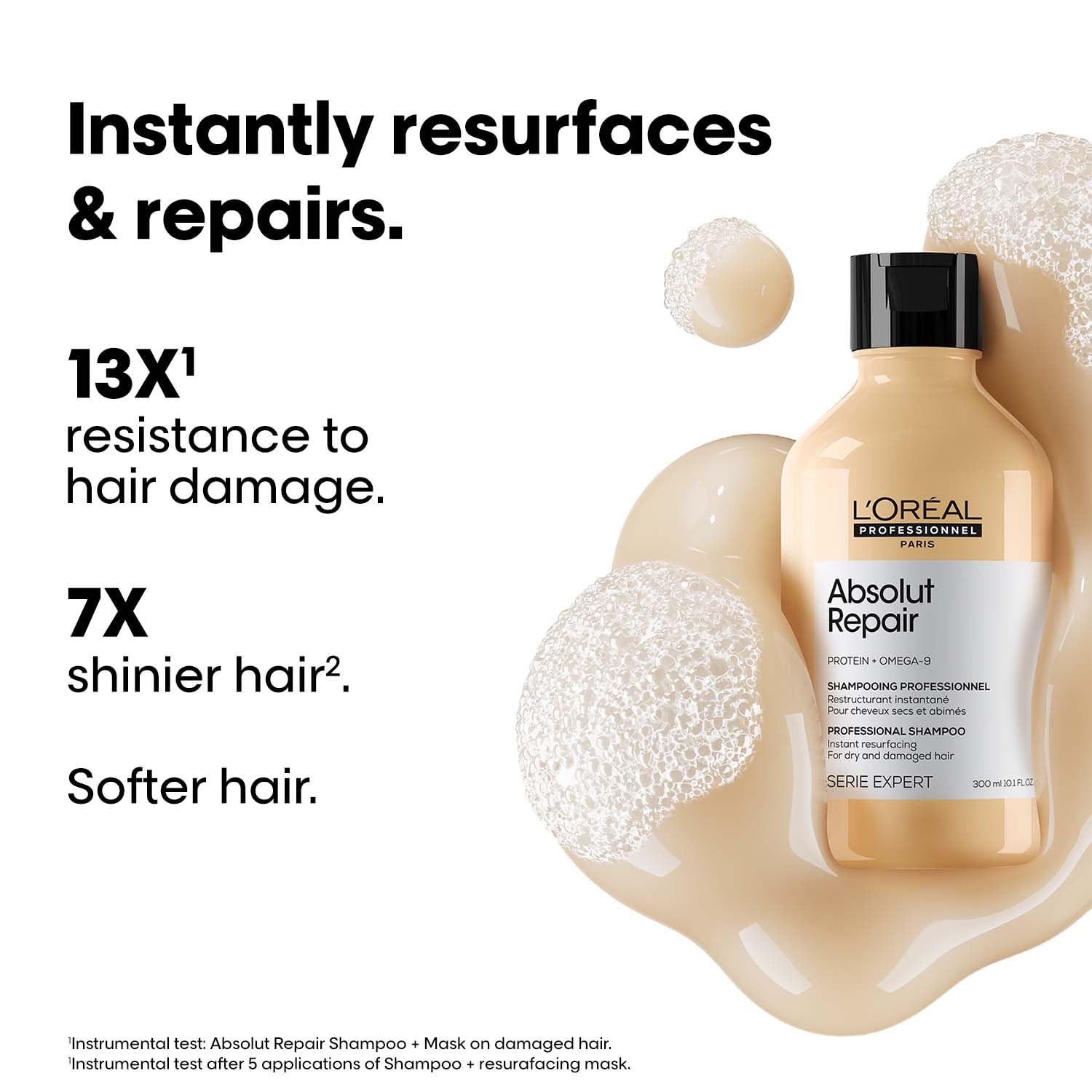 l'oréal professionnel absolut repair shampoo for dry & damaged hair 300ml | professional shampoo for strengthening and repairing hair, with protein & omega 9, for men & women L'Oréal Professionnel Absolut Repair Shampoo