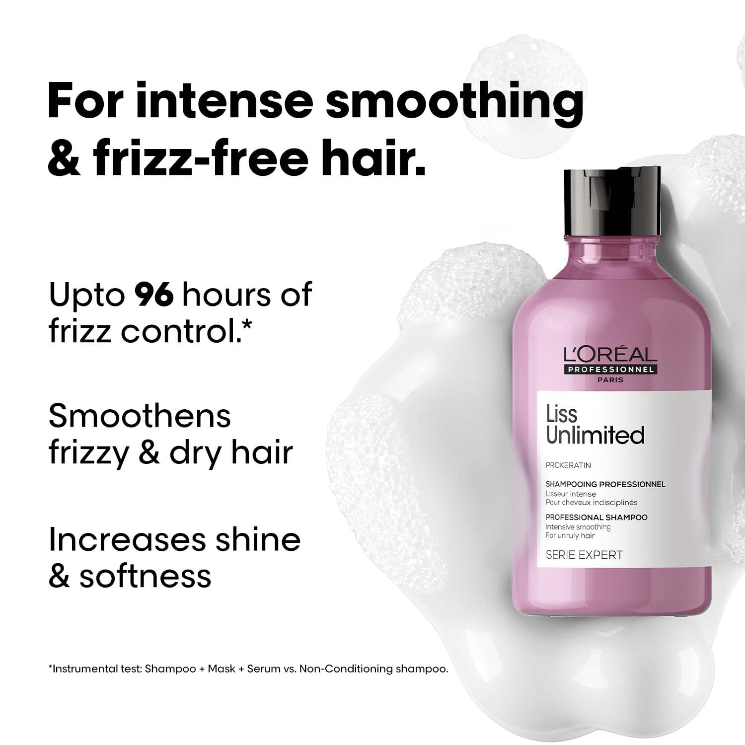l'oréal professionnel liss unlimited shampoo for frizzy & unruly hair 300ml | intensive smoothing shampoo for frizz control | enriched with pro keratin | increases softness & shine L'Oréal Professionnel Liss Unlimited Shampoo